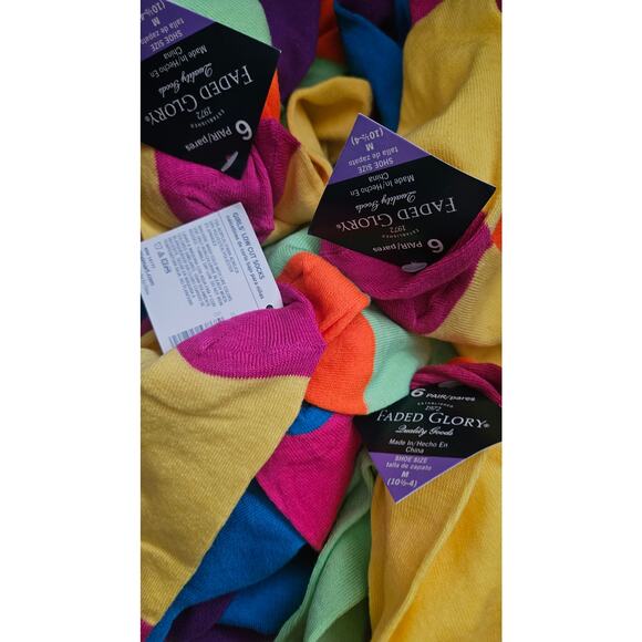 Faded Glory 4 sets of multi-colored girls sock size 4-5 - Picture 5 of 11